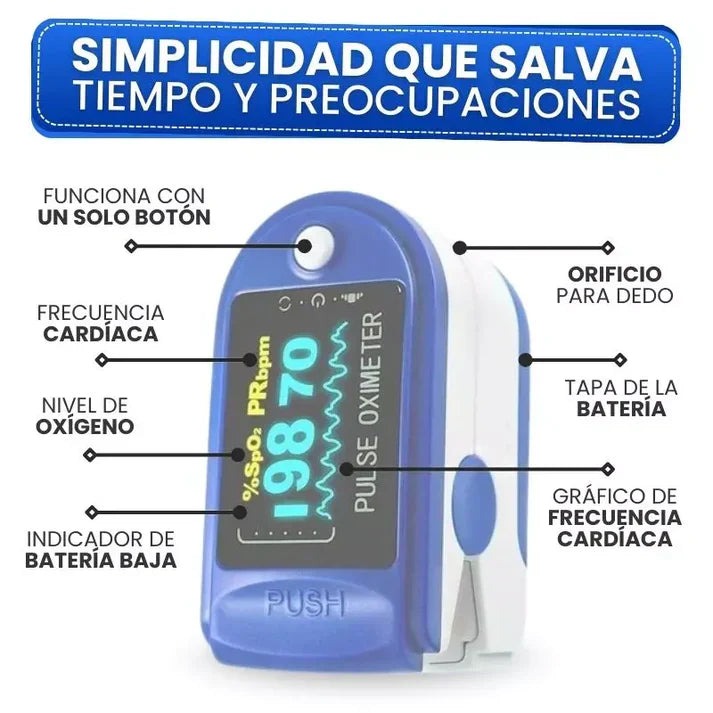 Oxímetro Digital 3 en 1: Mide Glucosa, Oxígeno y Pulso