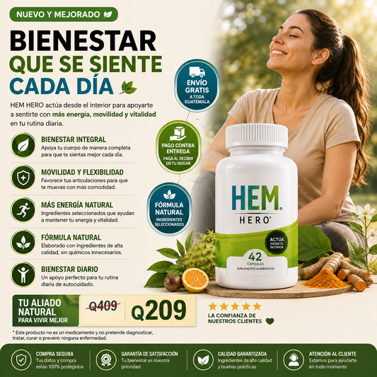 🌿 HEM HERO™ | Cápsulas de Bienestar Integral para Energía y Movilidad